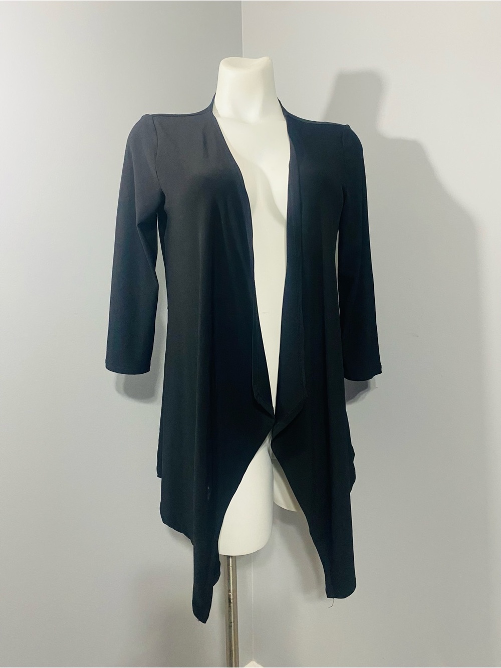 Premise Black Open Front Draped Cardigan Jacket